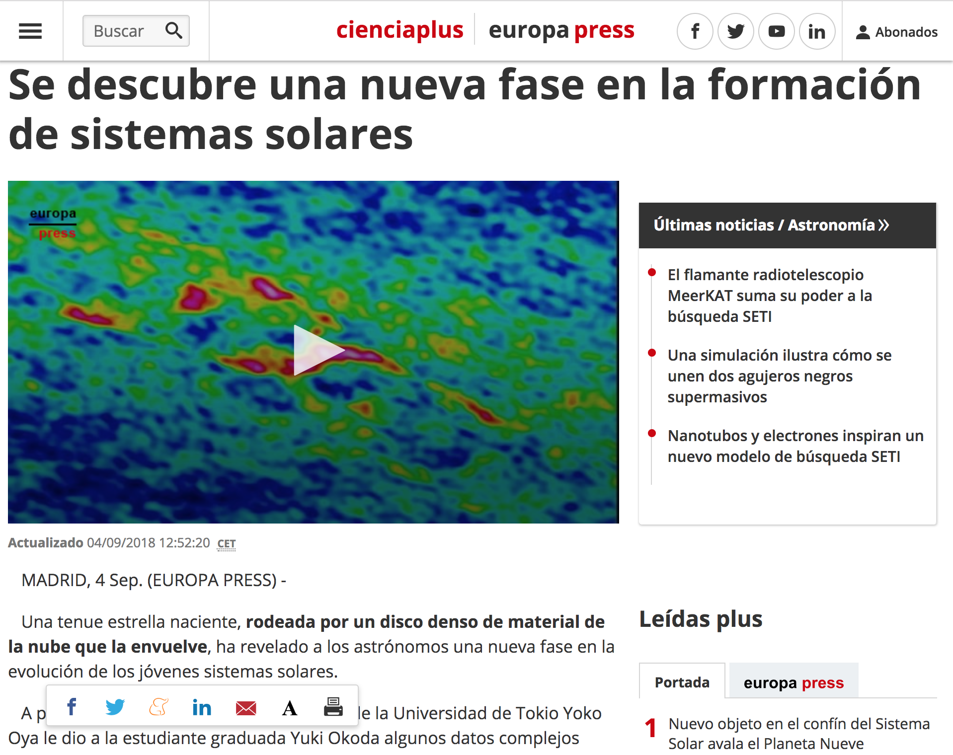 Se descubre una nueva fase en la formación de sistemas solares