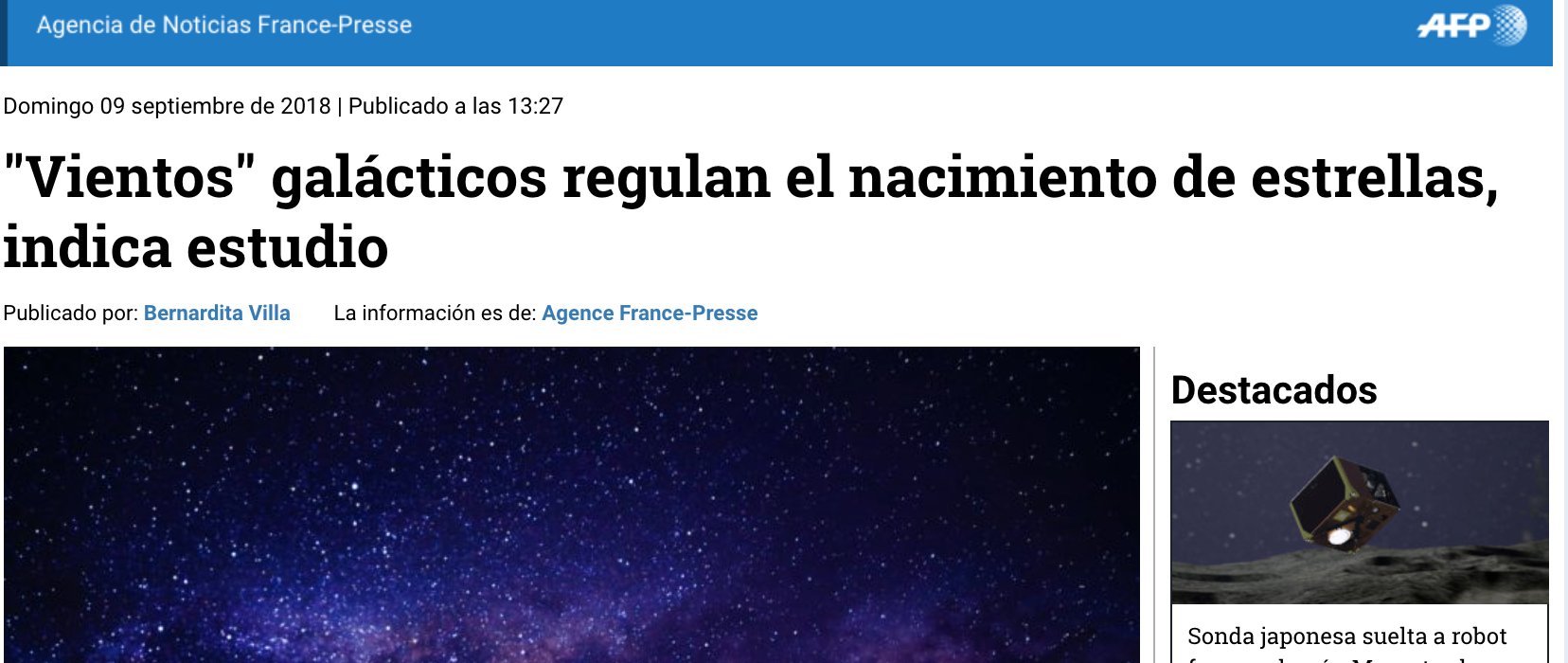 "Vientos" galácticos regulan el nacimiento de estrellas, indica estudio