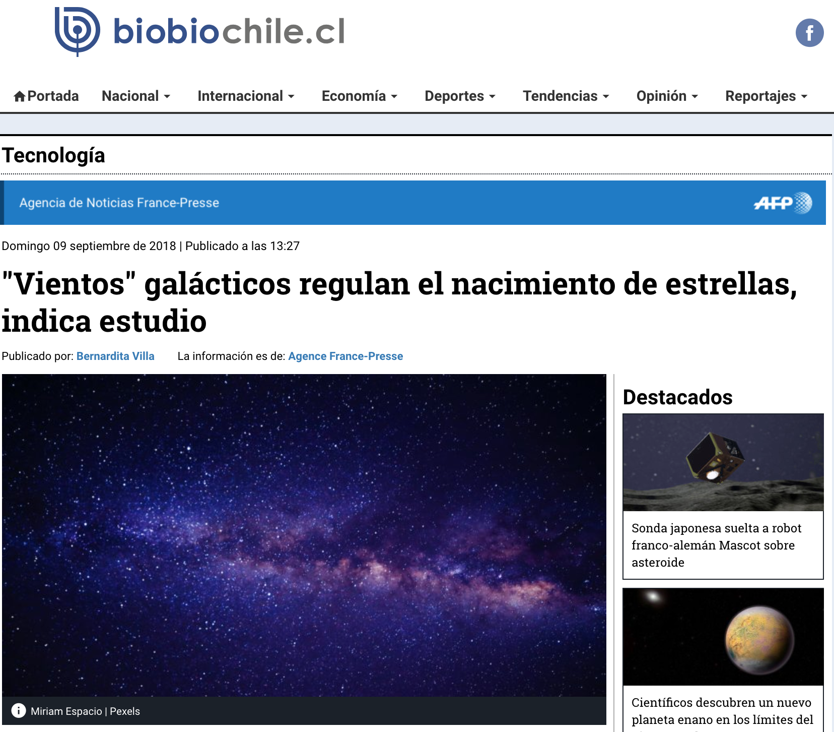 "Vientos" galácticos regulan el nacimiento de estrellas, indica estudio