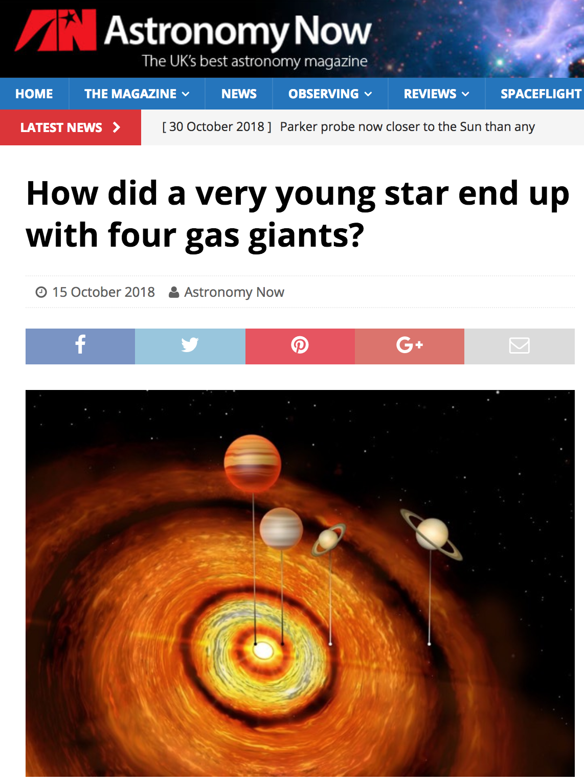 How did a very young star end up with four gas giants?