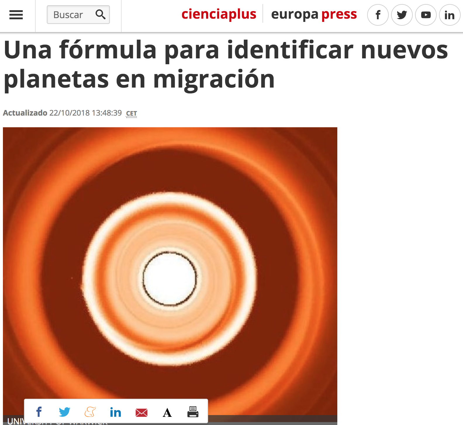 Una fórmula para identificar nuevos planetas en migración