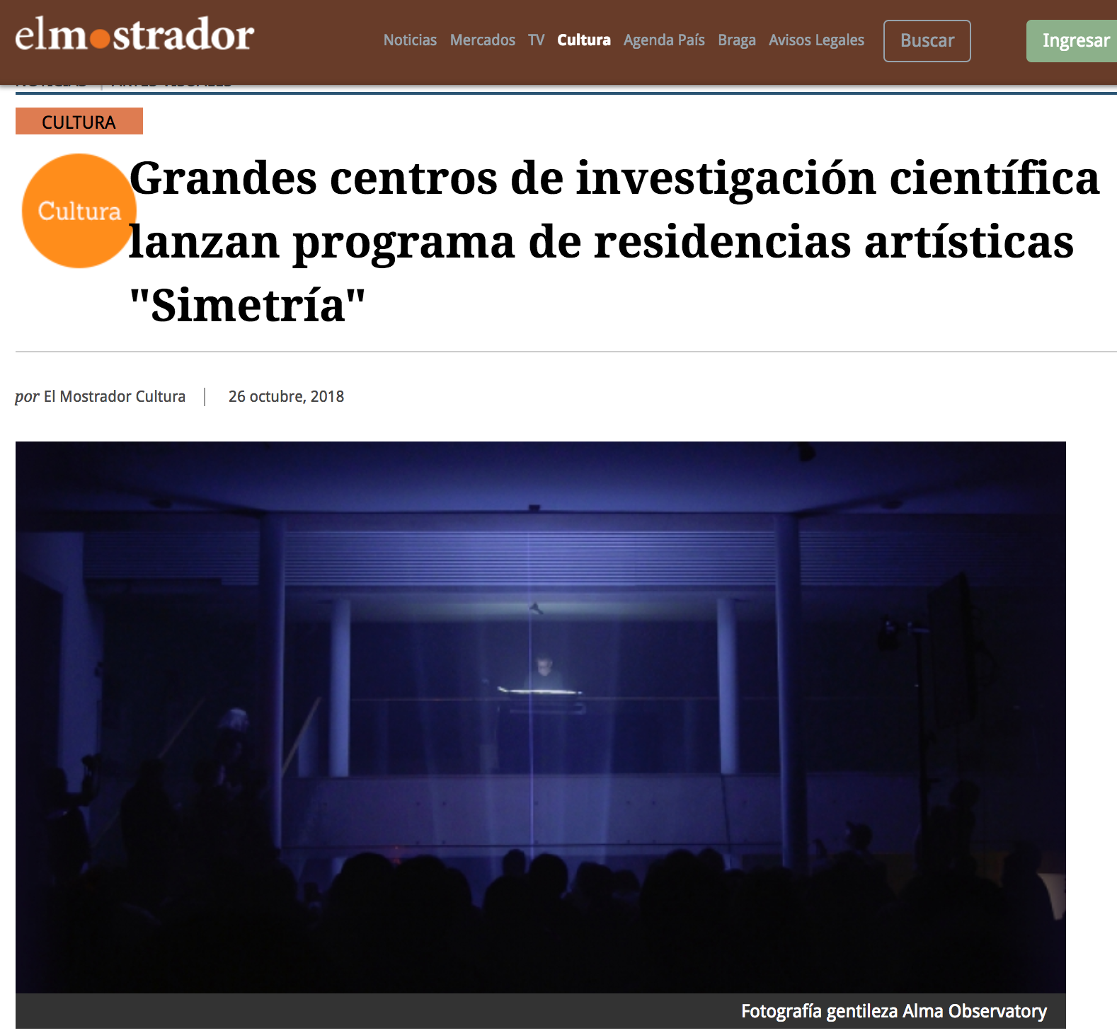 Grandes centros de investigación científica lanzan programa de residencias artísticas "Simetría"