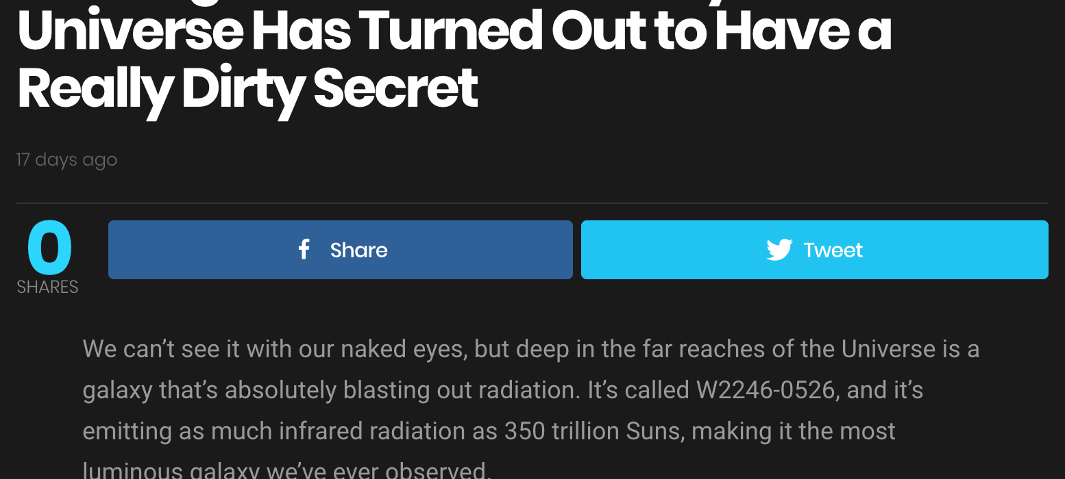 The Brightest Known Galaxy in The Universe Has Turned Out to Have a Really Dirty Secret