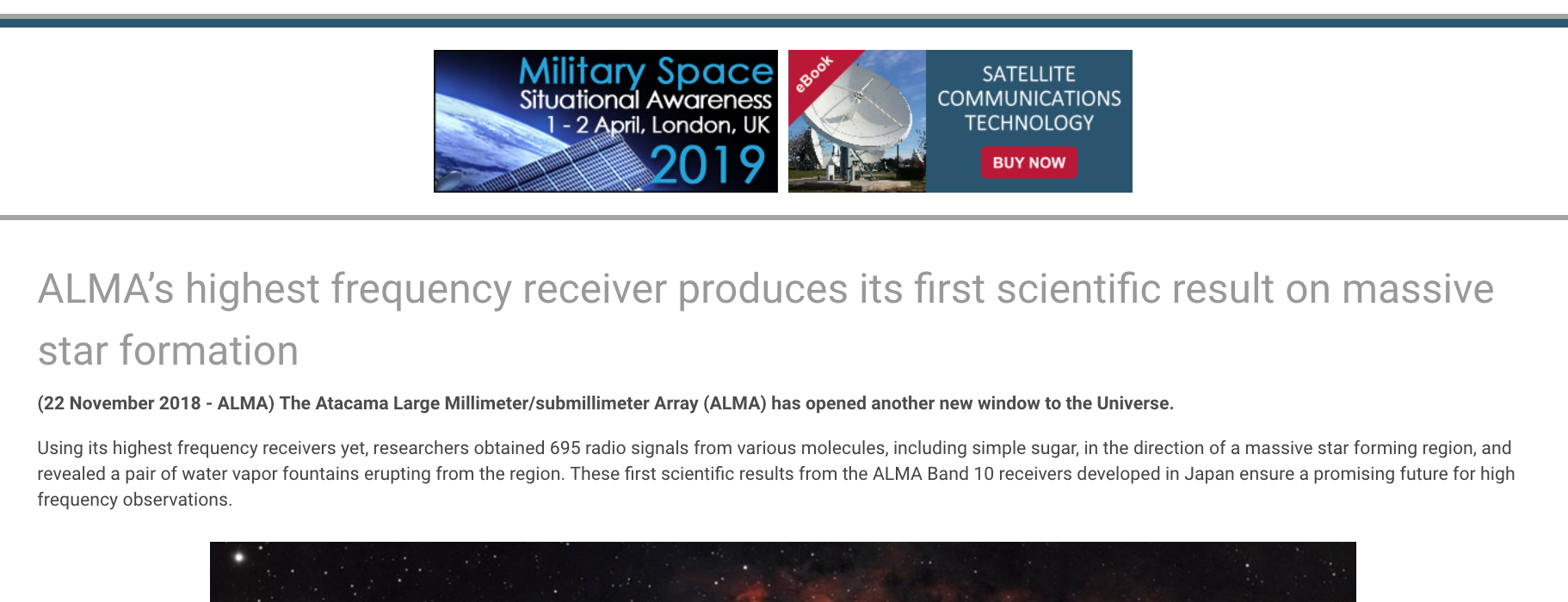 ALMA’s highest frequency receiver produces its first scientific result on massive star formation