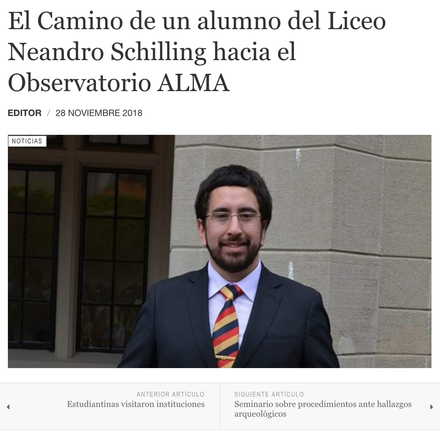 El Camino de un alumno del Liceo Neandro Schilling hacia el Observatorio ALMA