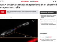 ALMA detecta campos magnéticos en el chorro de una protoestrella
