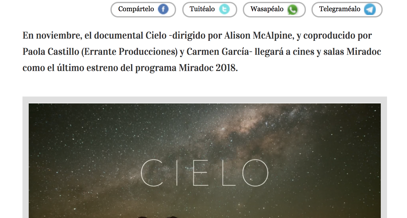 “Cielo”: el documental que te invita a contemplar la galaxia