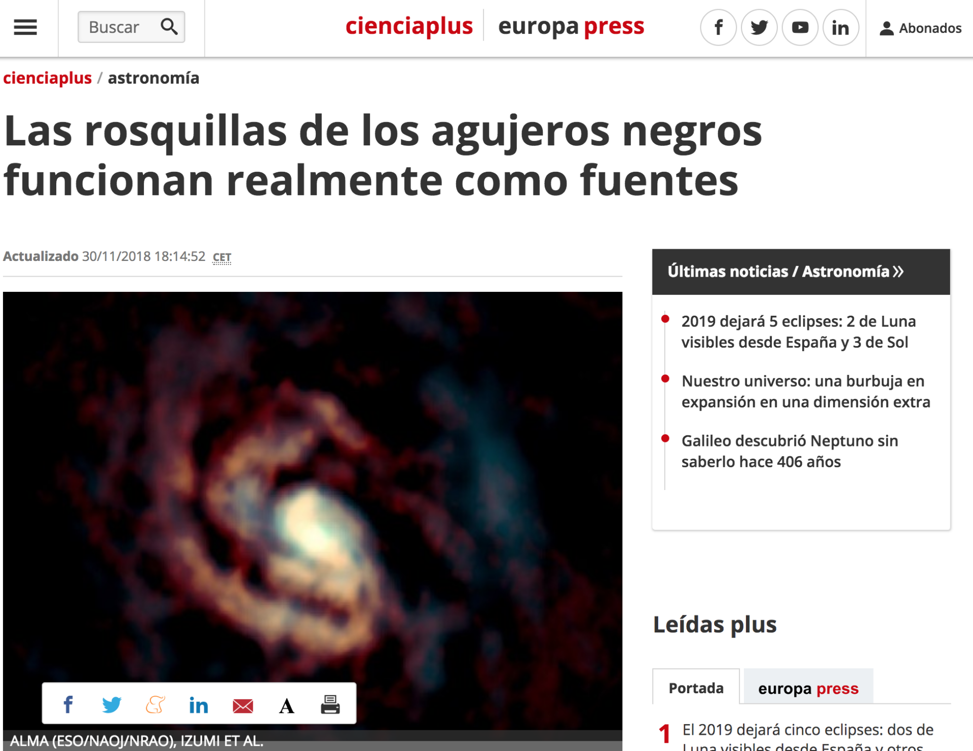 Las rosquillas de los agujeros negros funcionan realmente como fuentes