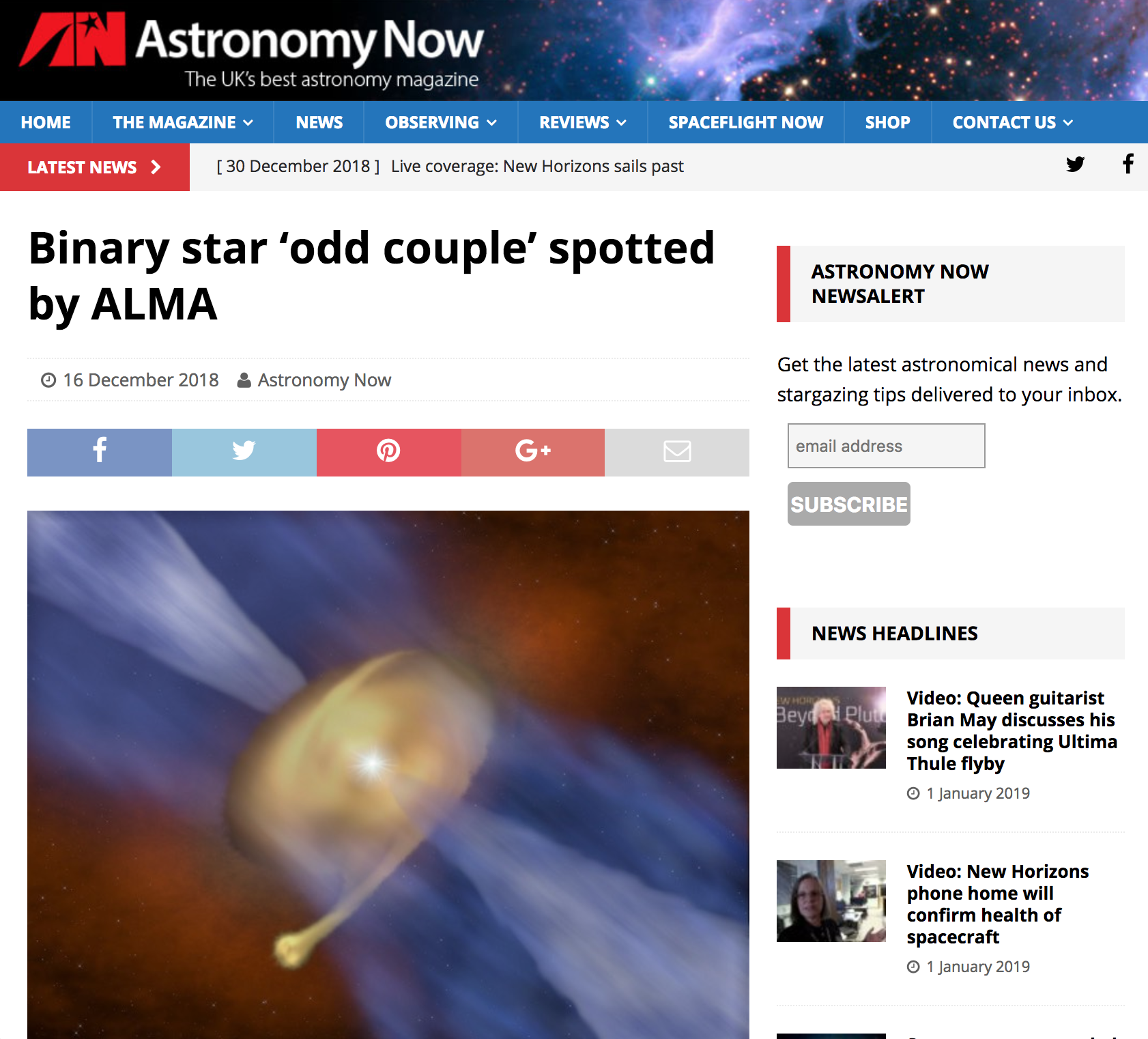 Binary star ‘odd couple’ spotted by ALMA