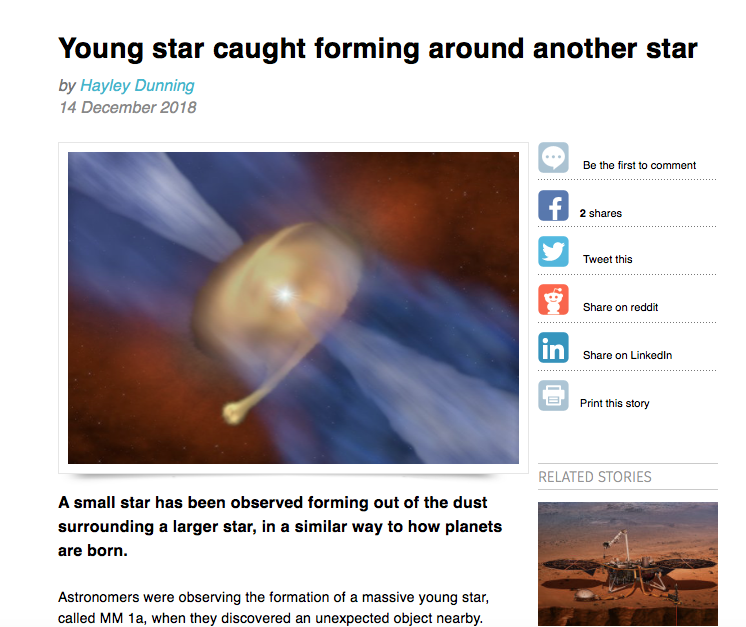 Young star caught forming around another star