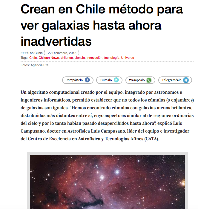 Crean en Chile método para ver galaxias hasta ahora inadvertidas