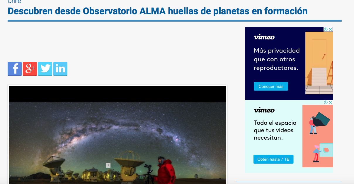 Descubren desde Observatorio ALMA huellas de planetas en formación