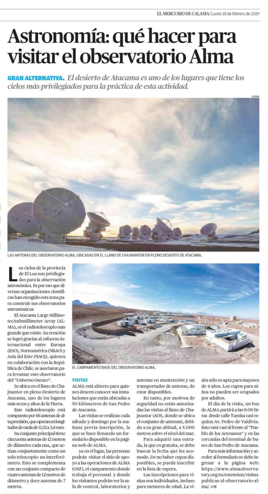 Astronomía: qué hacer para visitar el observatorio Alma