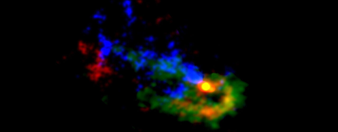 Spiraling giants: witnessing the birth of a massive binary star system
