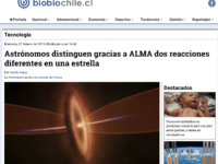 Astrónomos distinguen gracias a ALMA dos reacciones diferentes en una estrella