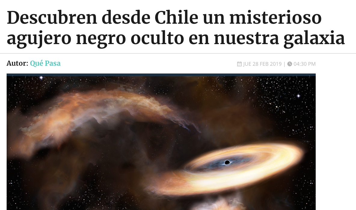 Descubren desde Chile un misterioso agujero negro oculto en nuestra galaxia