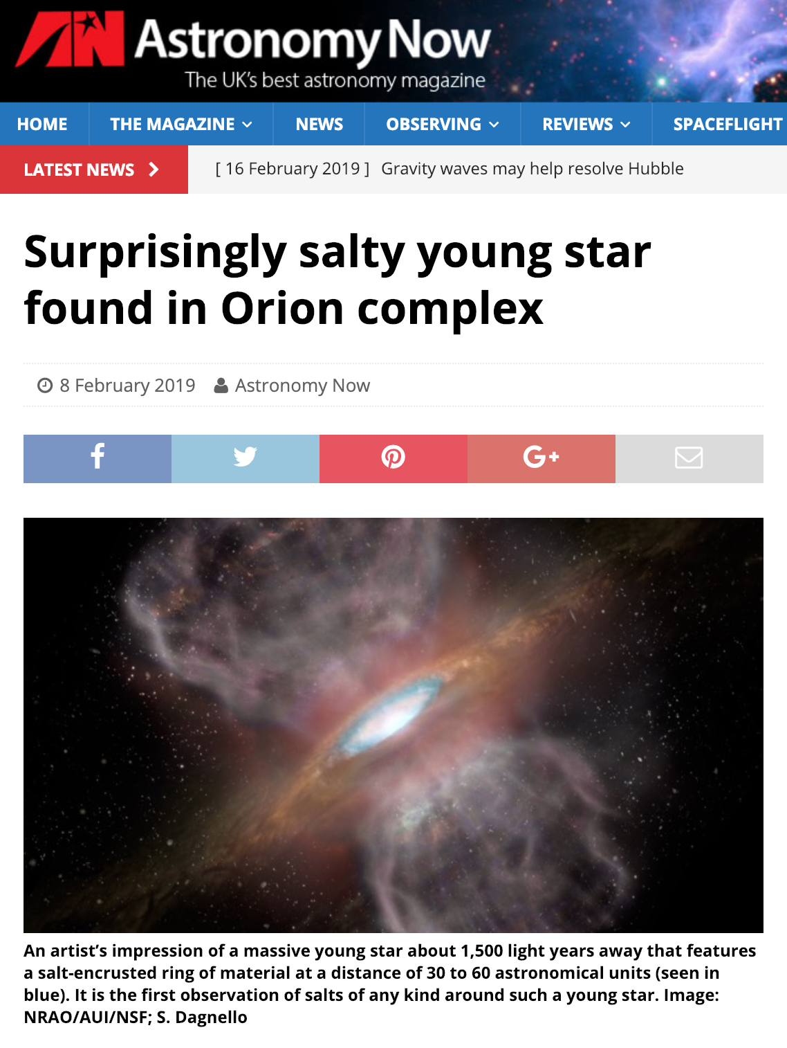 Surprisingly salty young star found in Orion complex