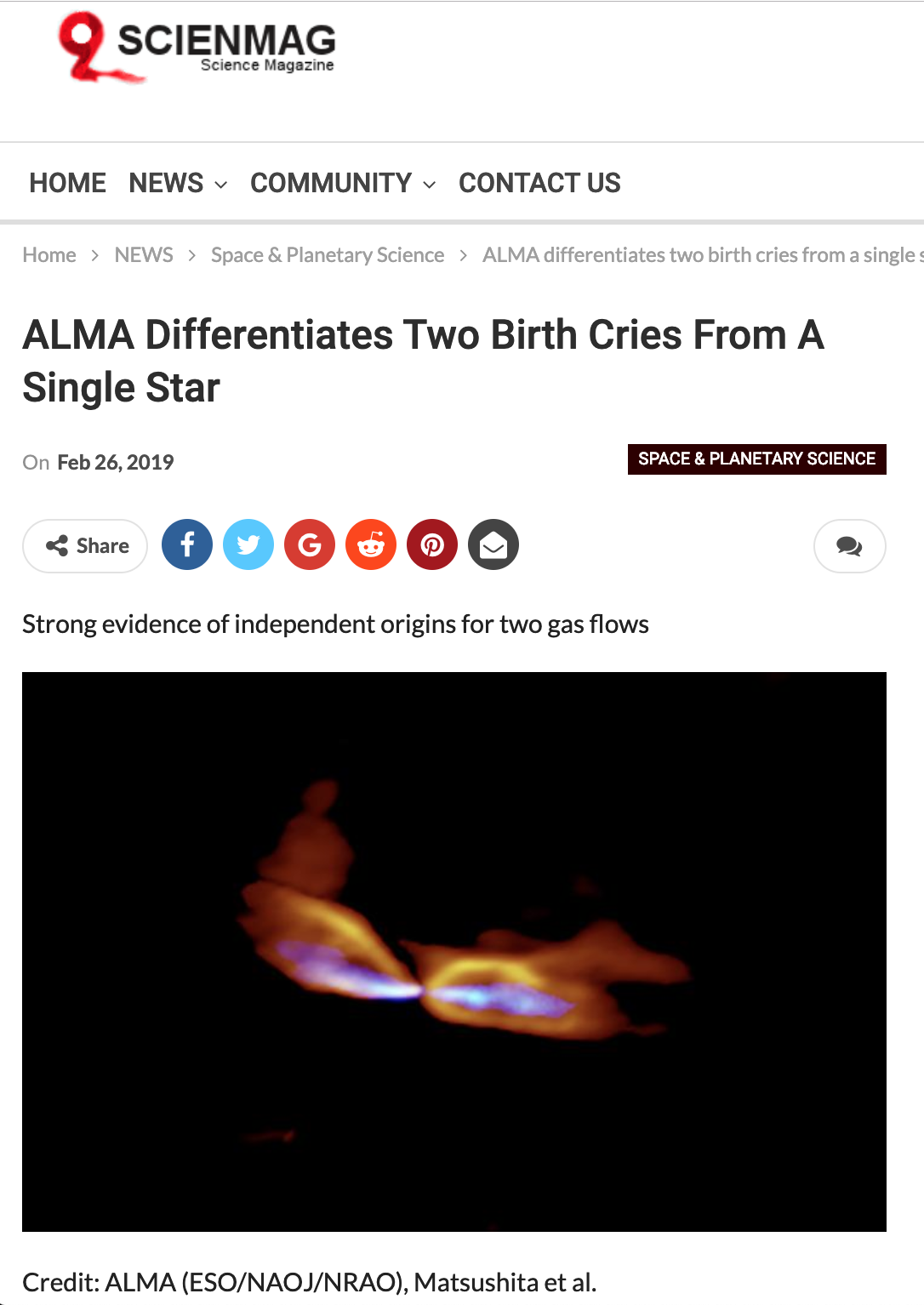 ALMA Differentiates Two Birth Cries From A Single Star