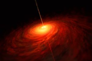Impresión artística del agujero negro en el corazón de M87