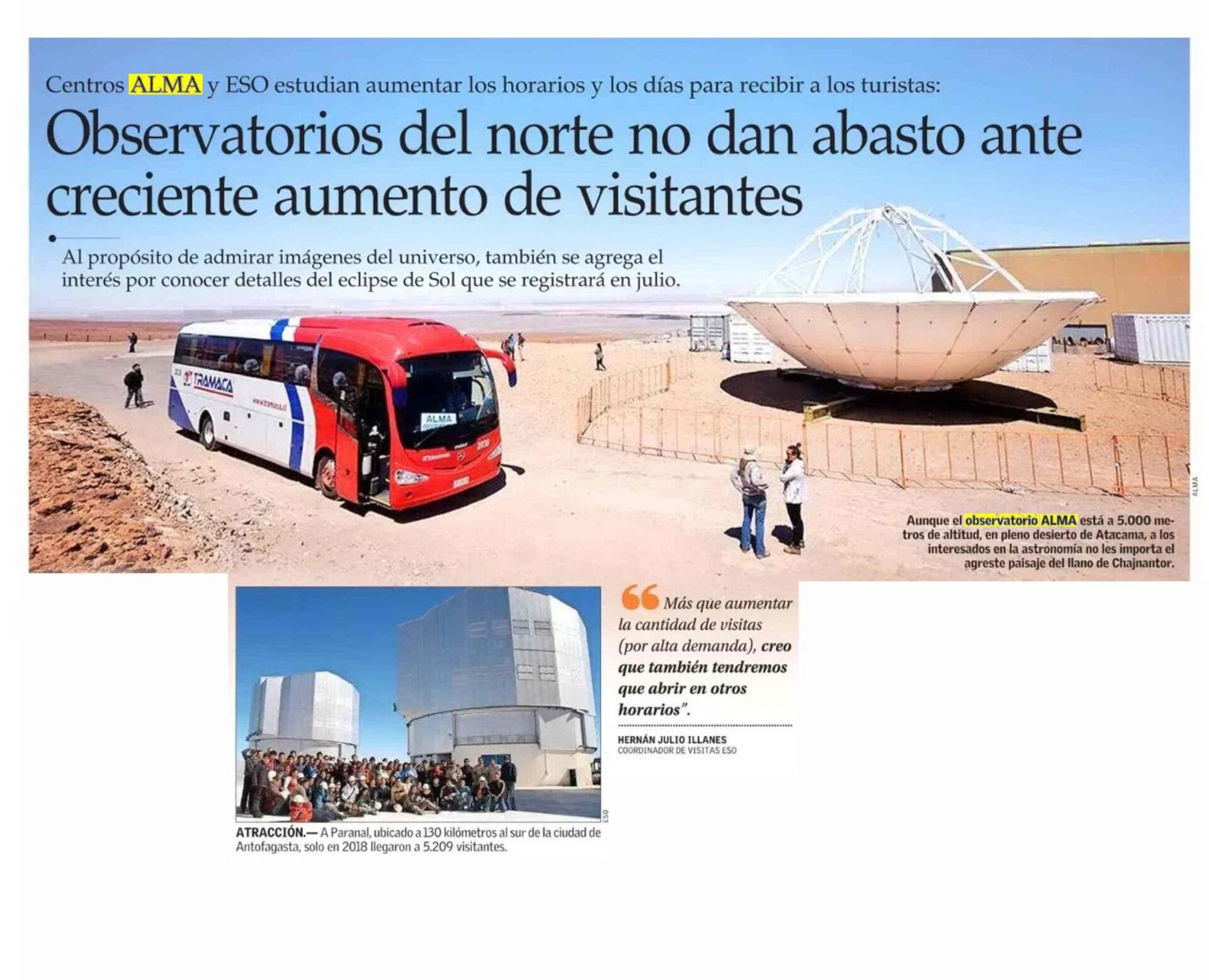 Observatorios del norte no dan abasto ante creciente aumento de visitantes