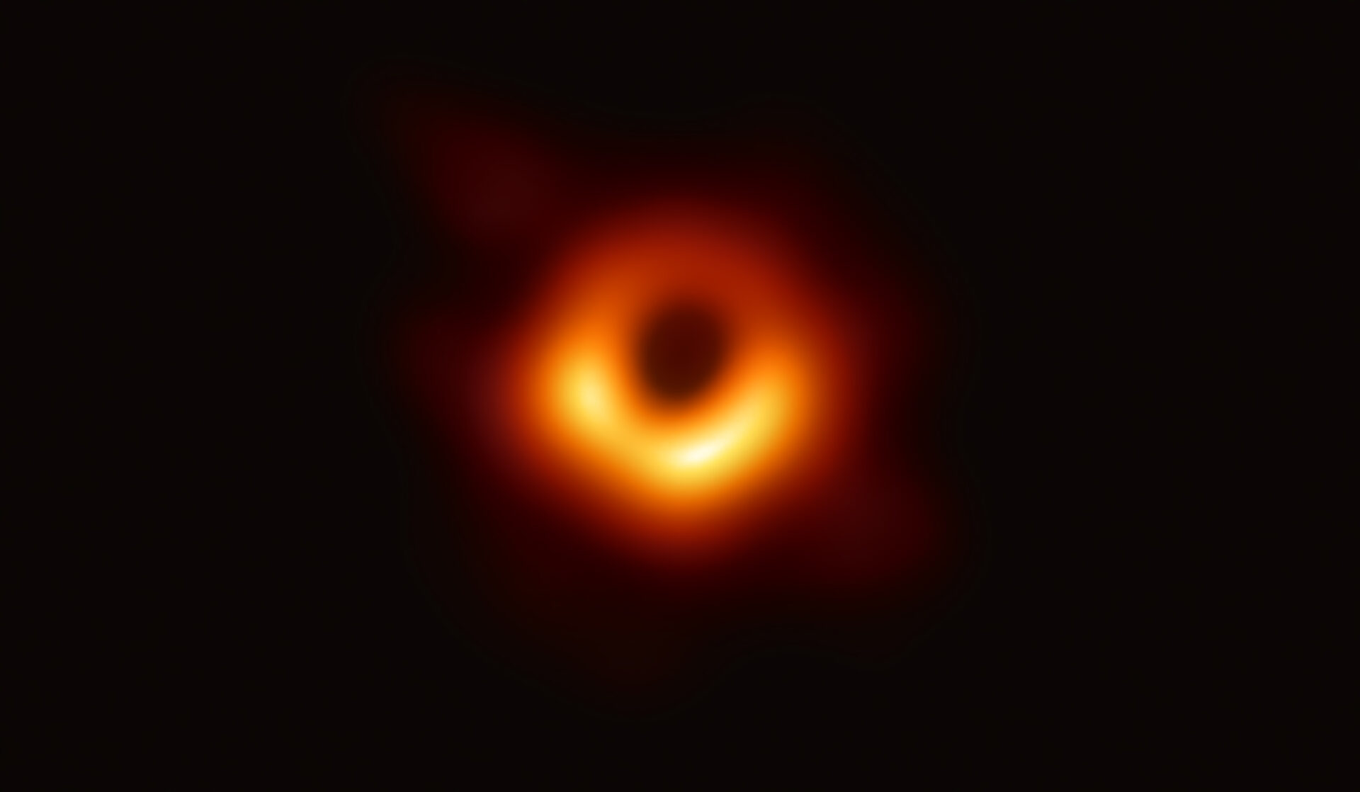 The Event Horizon Telescope (EHT) — a planet-scale array of eight ground-based radio telescopes forged through international collaboration — was designed to capture images of a black hole. In coordinated press conferences across the globe, EHT researchers revealed that they succeeded, unveiling the first direct visual evidence of the supermassive black hole in the center of Messier 87 and its shadow. The shadow of a black hole seen here is the closest we can come to an image of the black hole itself, a completely dark object from which light cannot escape. The black hole’s boundary — the event horizon from which the EHT takes its name — is around 2.5 times smaller than the shadow it casts and measures just under 40 billion km across. While this may sound large, this ring is only about 40 microarcseconds across — equivalent to measuring the length of a credit card on the surface of the Moon. Although the telescopes making up the EHT are not physically connected, they are able to synchronize their recorded data with atomic clocks — hydrogen masers — which precisely time their observations. These observations were collected at a wavelength of 1.3 mm during a 2017 global campaign. Each telescope of the EHT produced enormous amounts of data – roughly 350 terabytes per day – which was stored on high-performance helium-filled hard drives. These data were flown to highly specialized supercomputers — known as correlators — at the Max Planck Institute for Radio Astronomy and MIT Haystack Observatory to be combined. They were then painstakingly converted into an image using novel computational tools developed by the collaboration. Credit: EHT Collaboration
