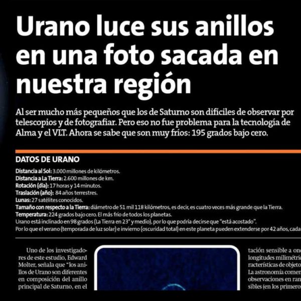 Urano luce sus anillos en una foto sacada en nuestra región