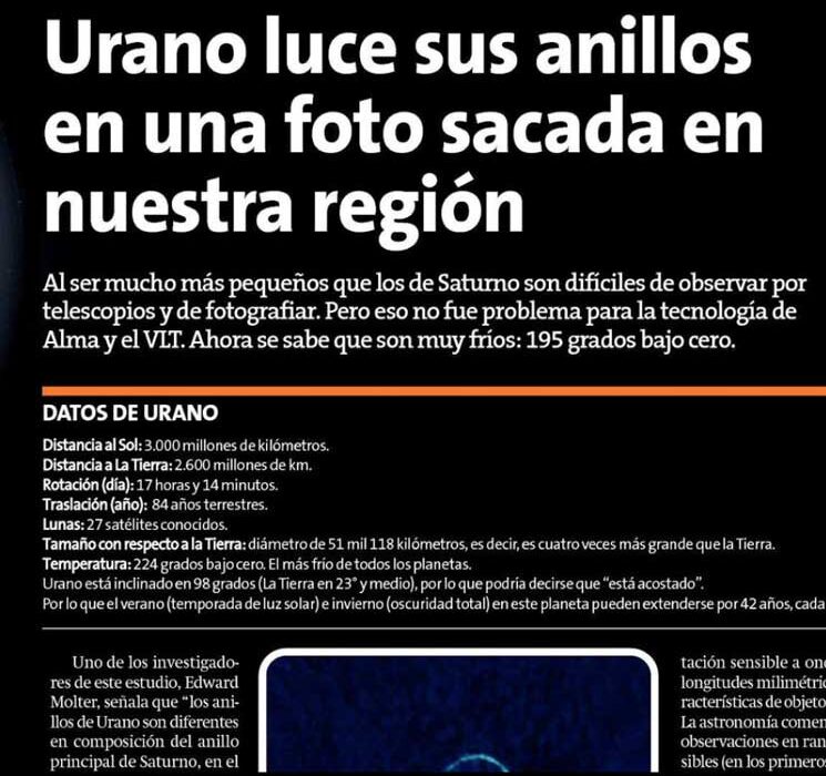 Urano luce sus anillos en una foto sacada en nuestra región