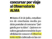 Invitan a liceanos a concursar por viaje al Observatorio ALMA