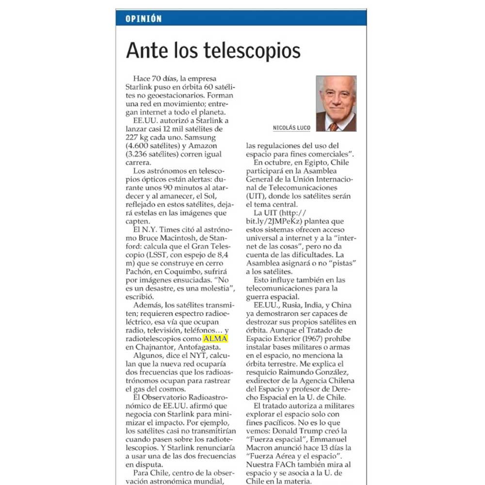Opinión: Ante los telescopios