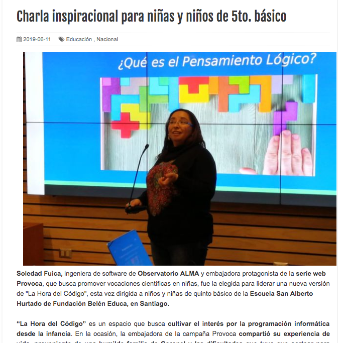 Charla inspiracional para niñas y niños de 5to. básico