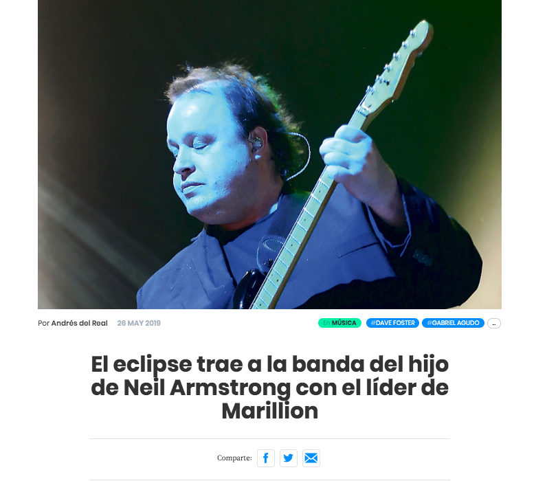 El eclipse trae a la banda del hijo de Neil Armstrong con el líder de Marillion