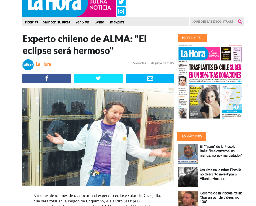 Experto chileno de ALMA: "El eclipse será hermoso"