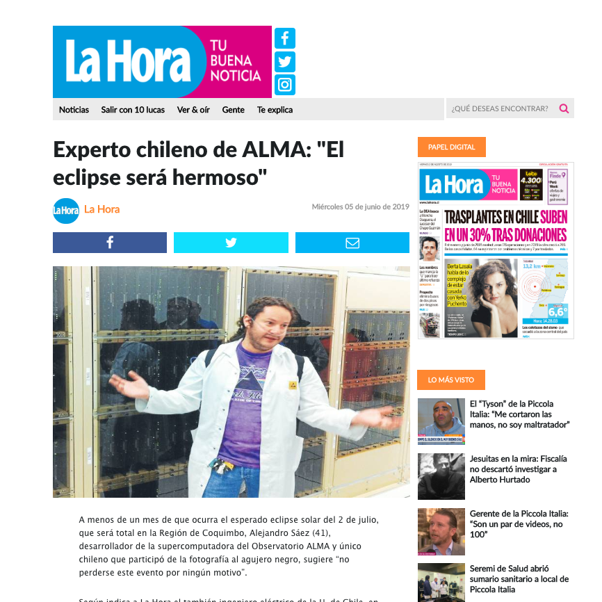 Experto chileno de ALMA: "El eclipse será hermoso"