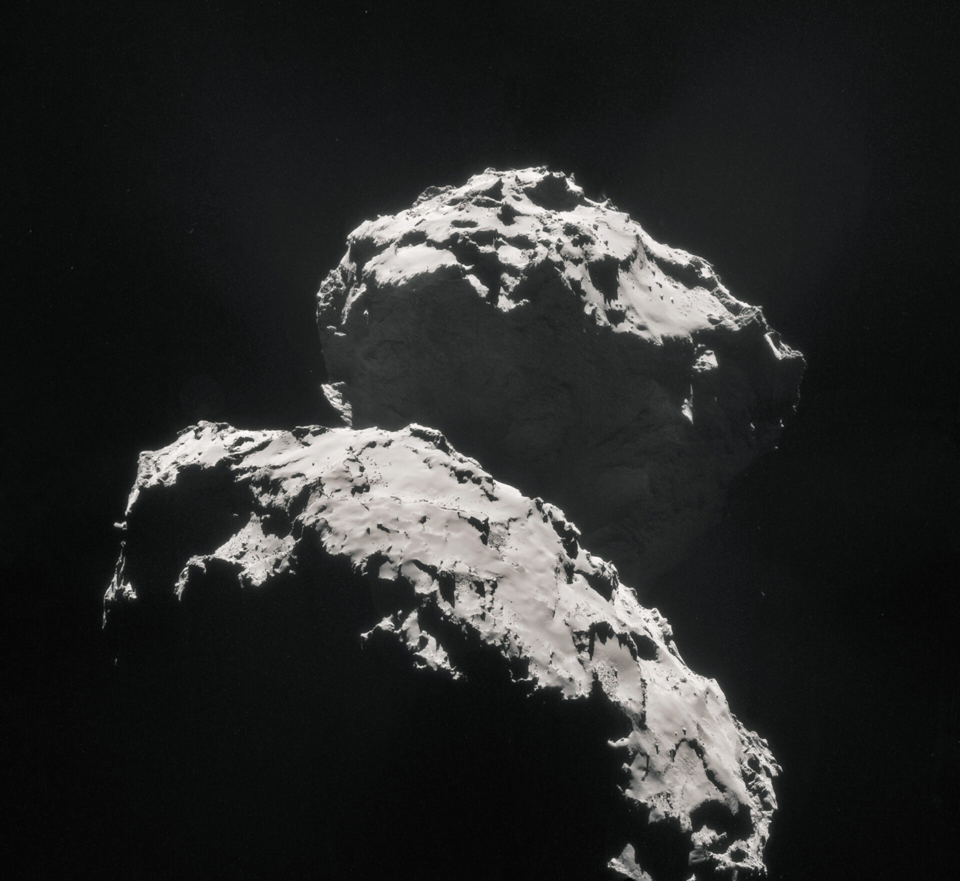 Mosaic of comet 67P/Churyumov–Gerasimenko, created using images taken on 10 September 2014 when ESA’s Rosetta spacecraft was 27.8 km from the comet. Credit: ESA/Rosetta/NAVCAM