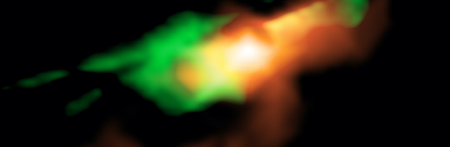 ALMA obtiene imagen resuelta de gas impactado por jóvenes chorros de agujero negro supermasivo