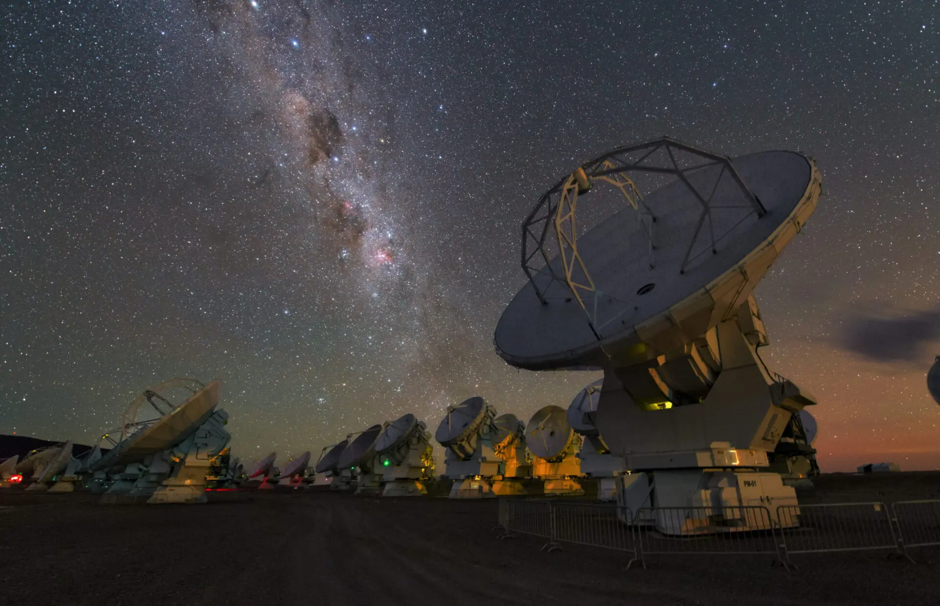 A whole group of ALMA antennas
