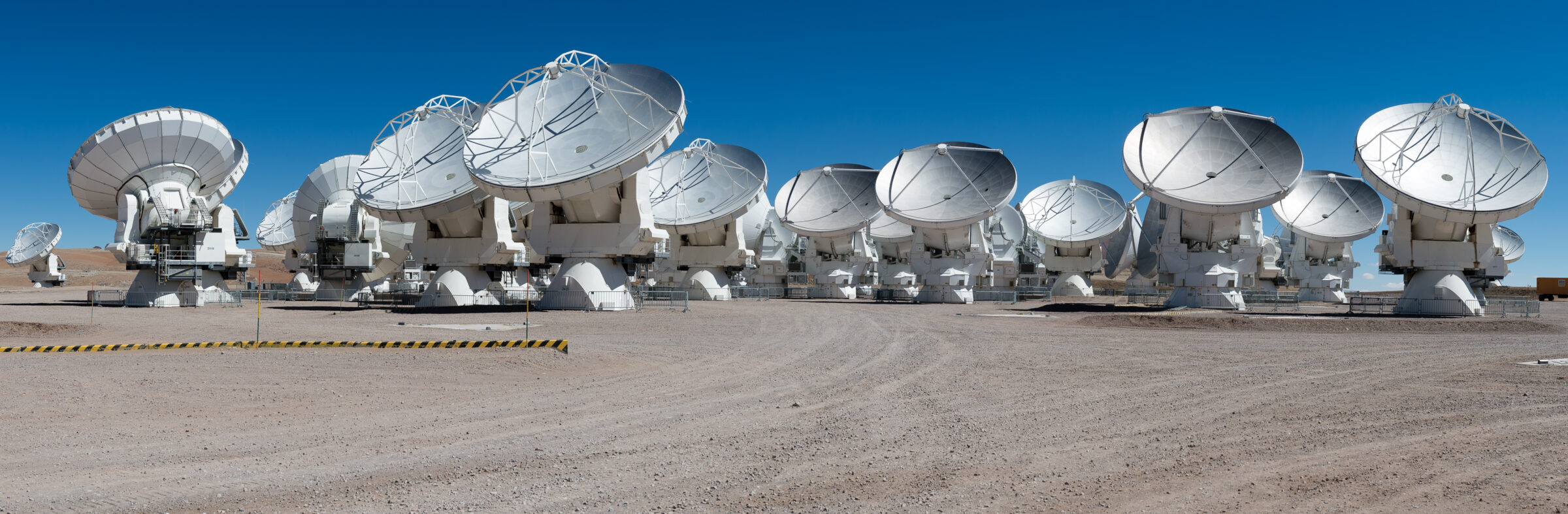 ALMA radio telescope; antennas in compact configuration.