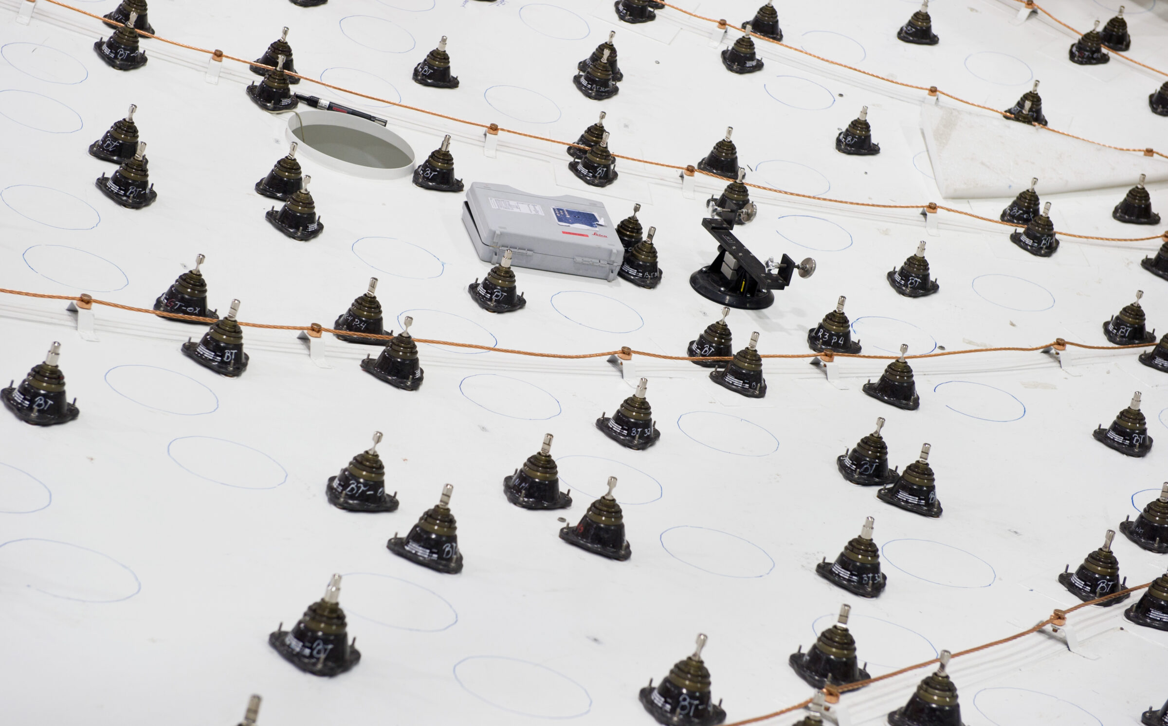 The dish of a European antenna takes shape