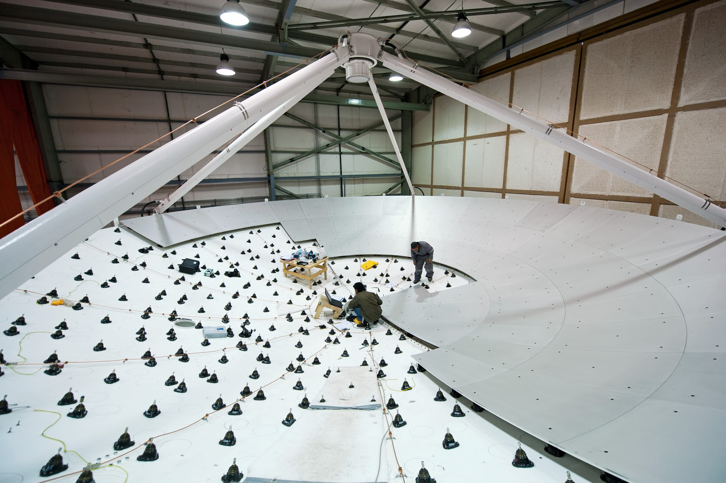 The dish of a European antenna takes shape