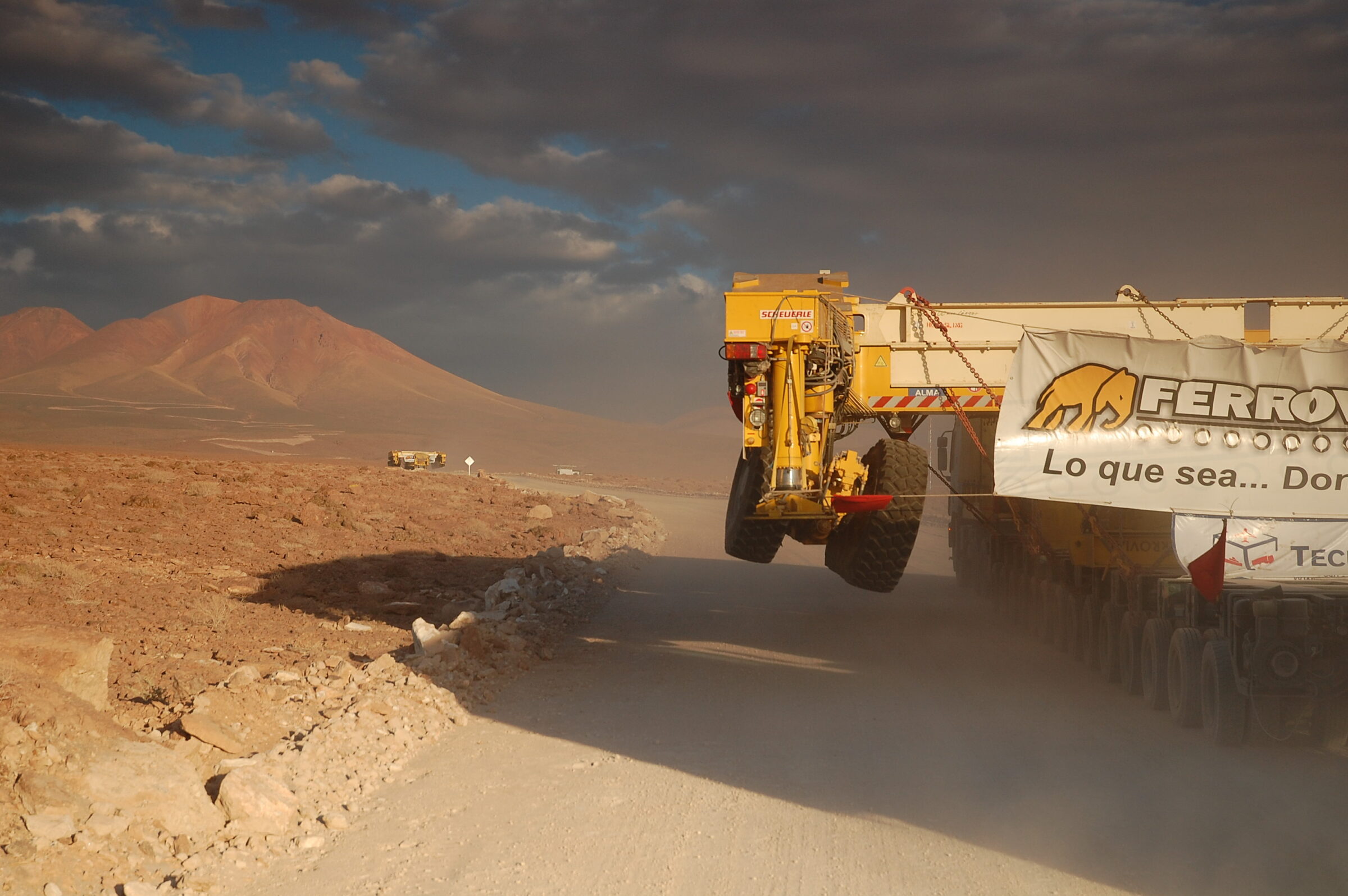 ALMA antenna transporters, Otto and Lore being shipped