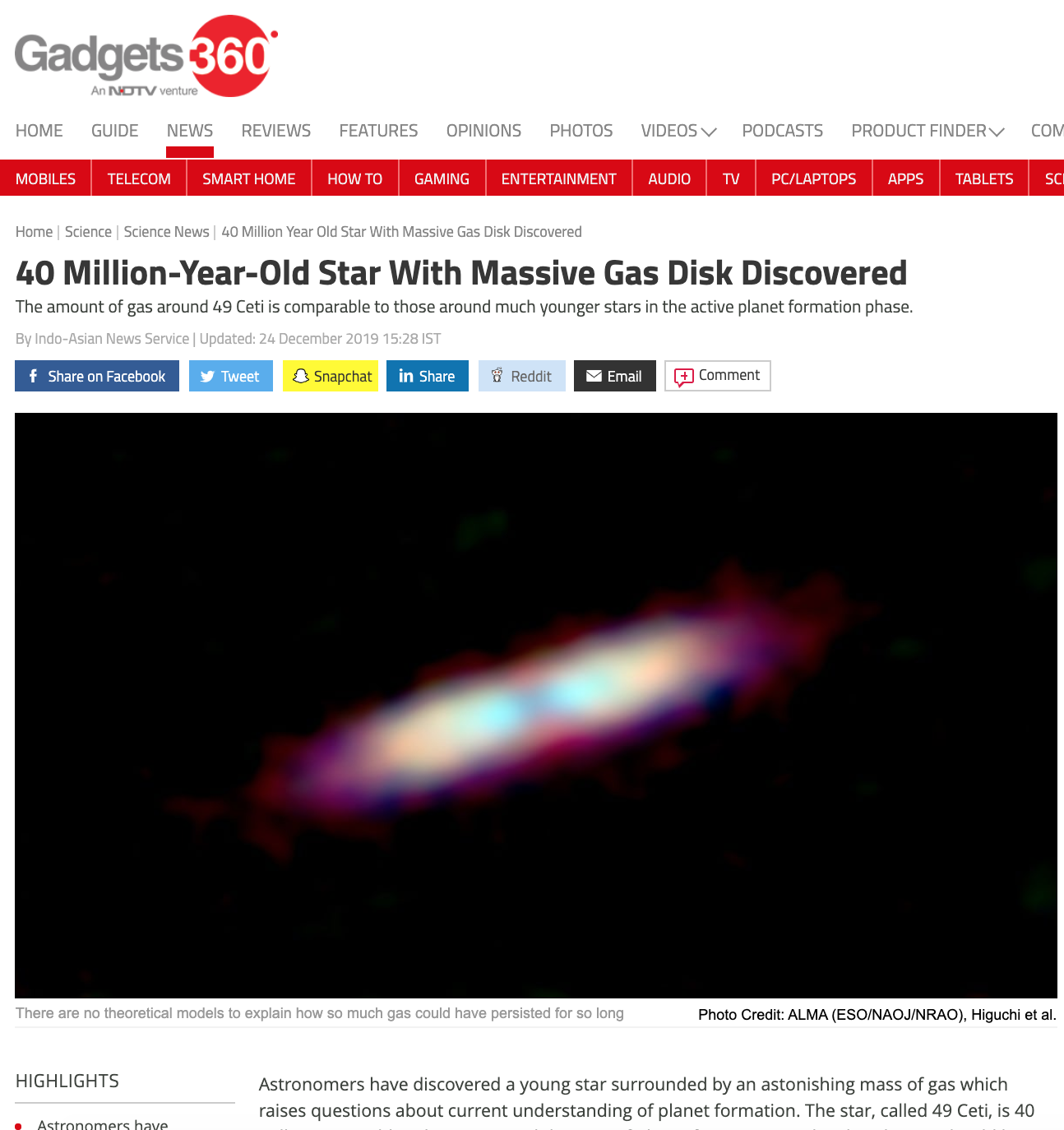 40 Million-Year-Old Star With Massive Gas Disk Discovered