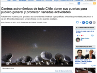 Centros astronómicos de todo Chile abren sus puertas para público general y prometen variadas actividades