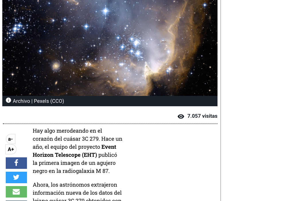 Event Horizon Telescope obtiene imágenes de chorro causado por agujero negro