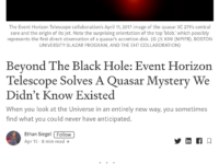 Beyond The Black Hole: Event Horizon Telescope Solves A Quasar Mystery We Didn’t Know Existed