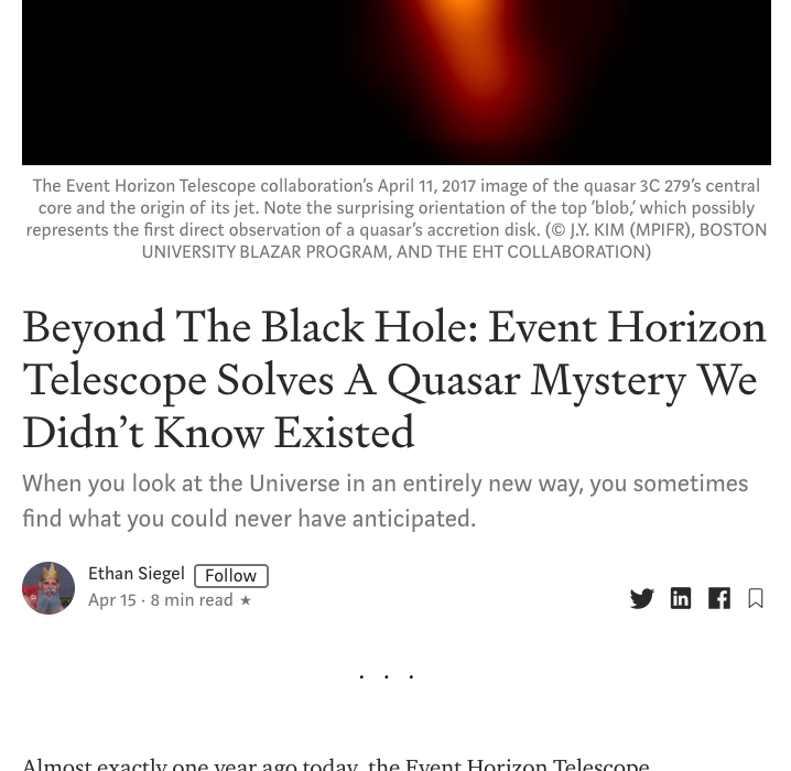Beyond The Black Hole: Event Horizon Telescope Solves A Quasar Mystery We Didn’t Know Existed