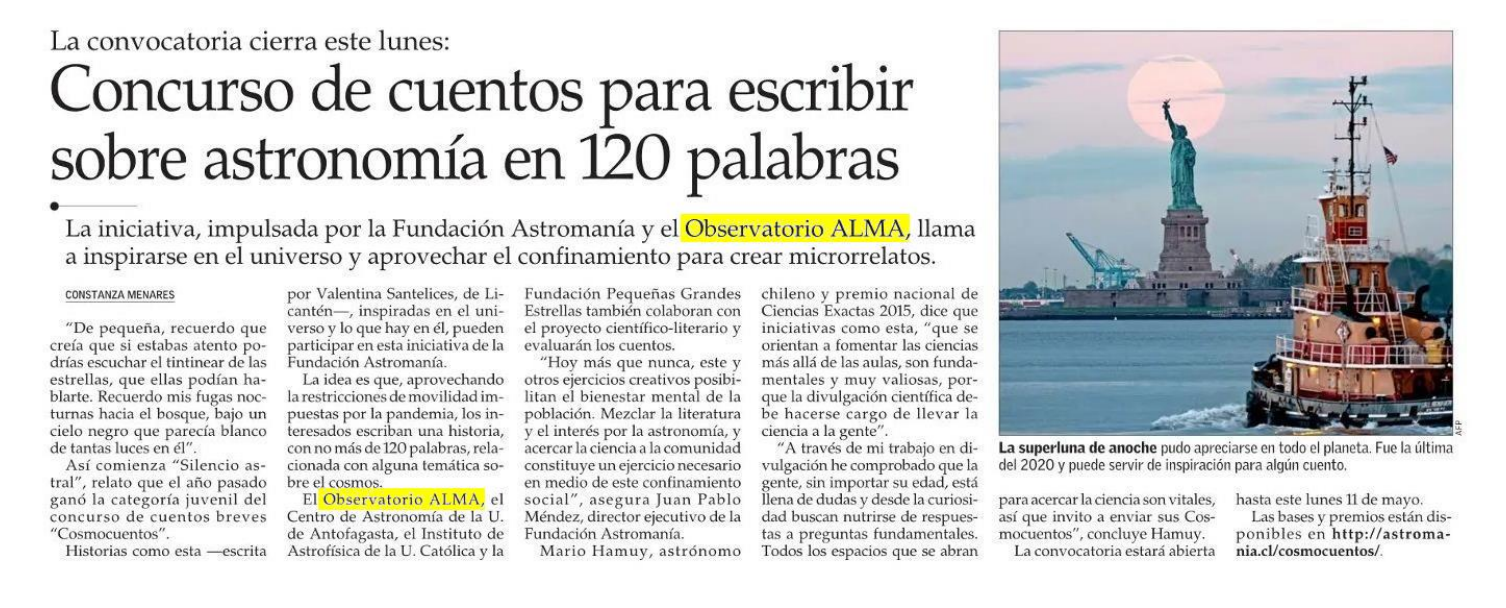 Concurso de cuentos para escribir sobre astronomía en 120 palabras