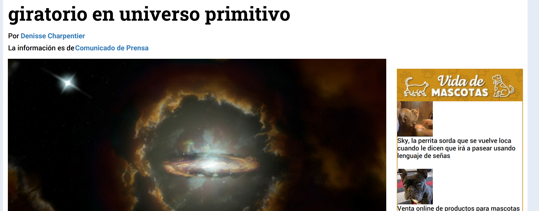 Disco Wolfe: observatorio ALMA descubre enorme disco giratorio en universo primitivo