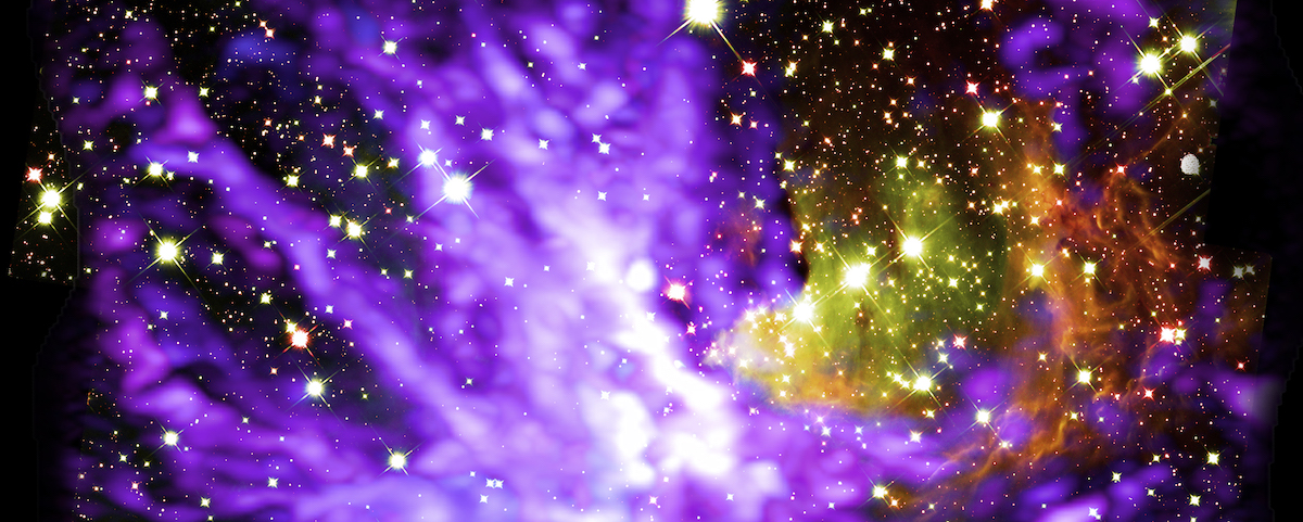 Stellar Fireworks Celebrate Birth of Giant Cluster