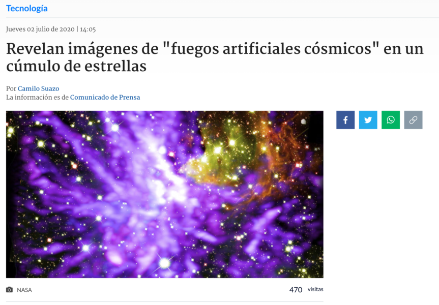 Revelan imágenes de "fuegos artificiales cósmicos" en un cúmulo de estrellas
