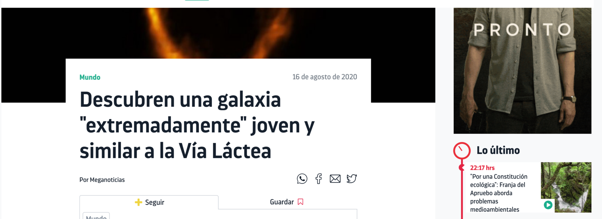 Descubren una galaxia "extremadamente" joven y similar a la Vía Láctea